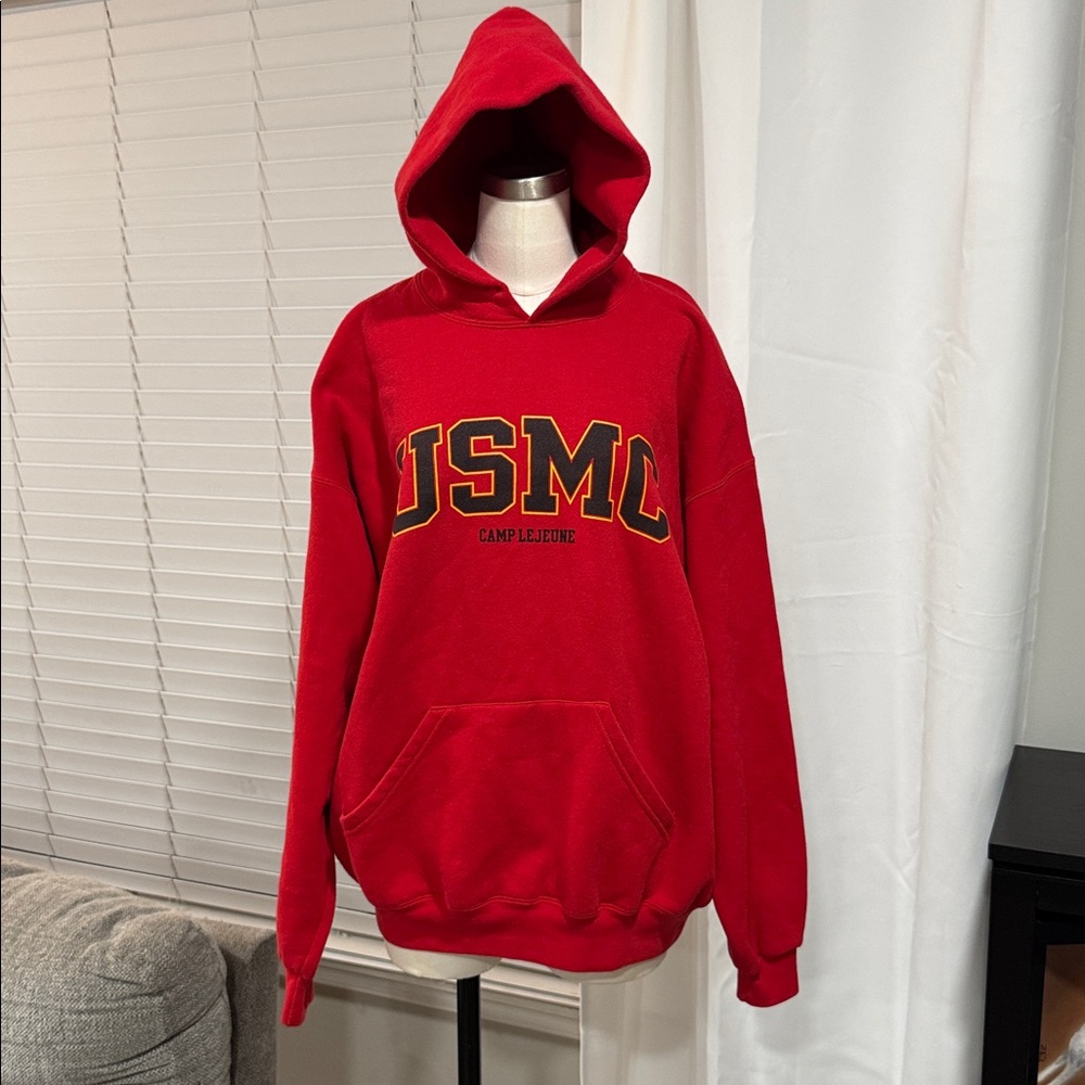 USMC 2003 Camp Lejeune Marine Corp Authentic Red Hoodie XL